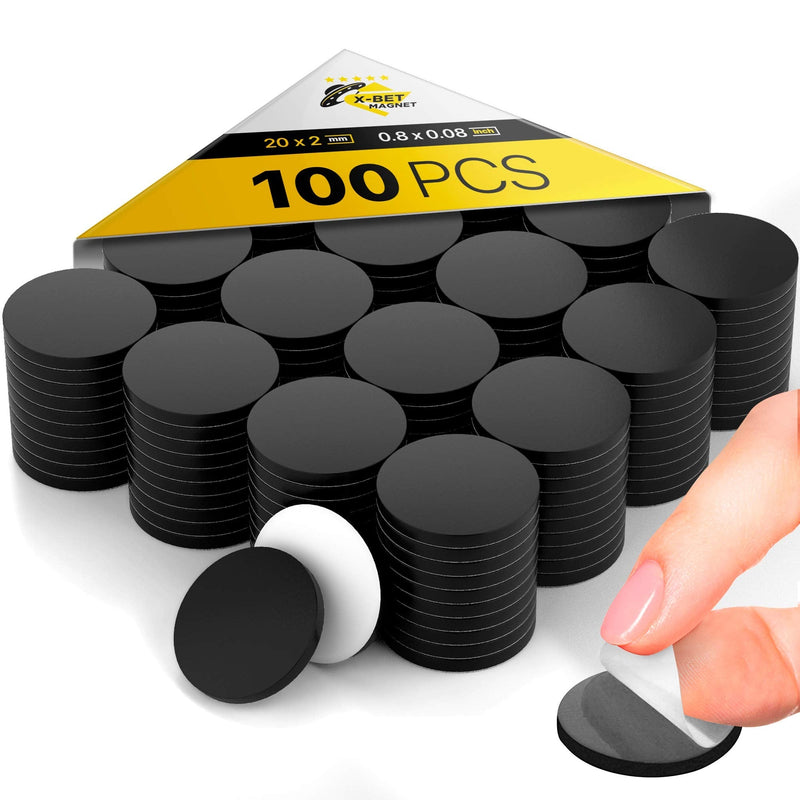 [Australia - AusPower] - Adhesive Magnets for Crafts - 100 PCs Flexible Round Magnets with Adhesive Backing - Small Sticky Magnets - Magnetic Dots with Adhesive Back are Alternative to Magnetic Tape, Stickers and Strip 