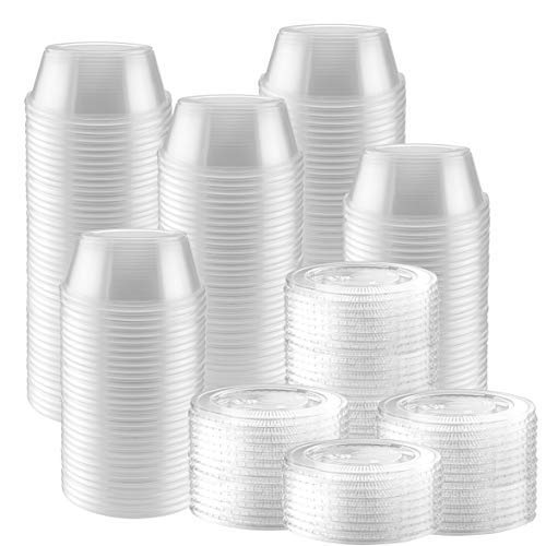 [Australia - AusPower] - 200-Pack of Clear Plastic Jello Shot Cup Containers with Snap on Leak-Proof Lids –Jello Shooter Shot Cups -Compact Food Storage for Portion Control, 1-2-5 oz,Sauces, Liquid, Dips (2 oz) 200 Count (Pack of 1) 