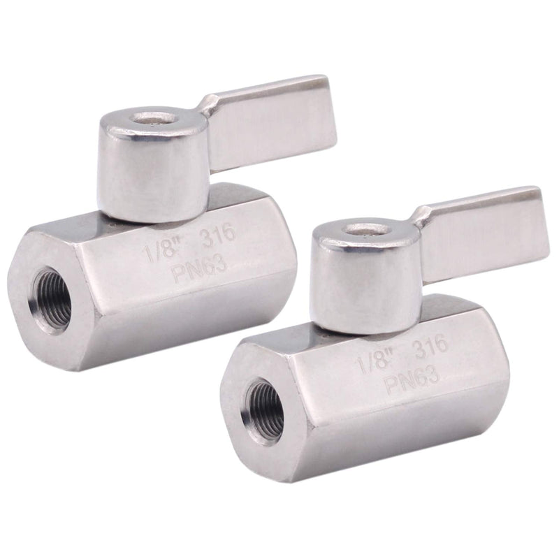 [Australia - AusPower] - DERNORD Stainless Steel Mini Ball Valve 1/8 Inch NPT Thread Female (Pack of 2) Pack of 2 