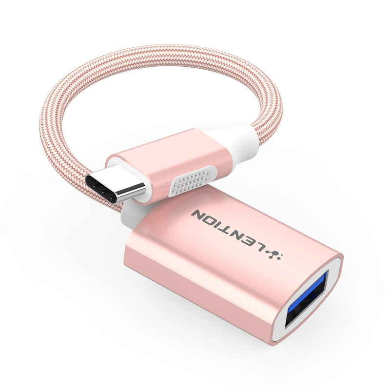 [Australia - AusPower] - LENTION USB C to USB 3.0 Adapter, Type C Male to USB 3.0 Female OTG Converter Compatible 2022-2016 MacBook Pro, New iPad Pro/Mac Air/Surface, Chromebook, Phone/Tablet (CB-C6-1P, Rose Gold) 