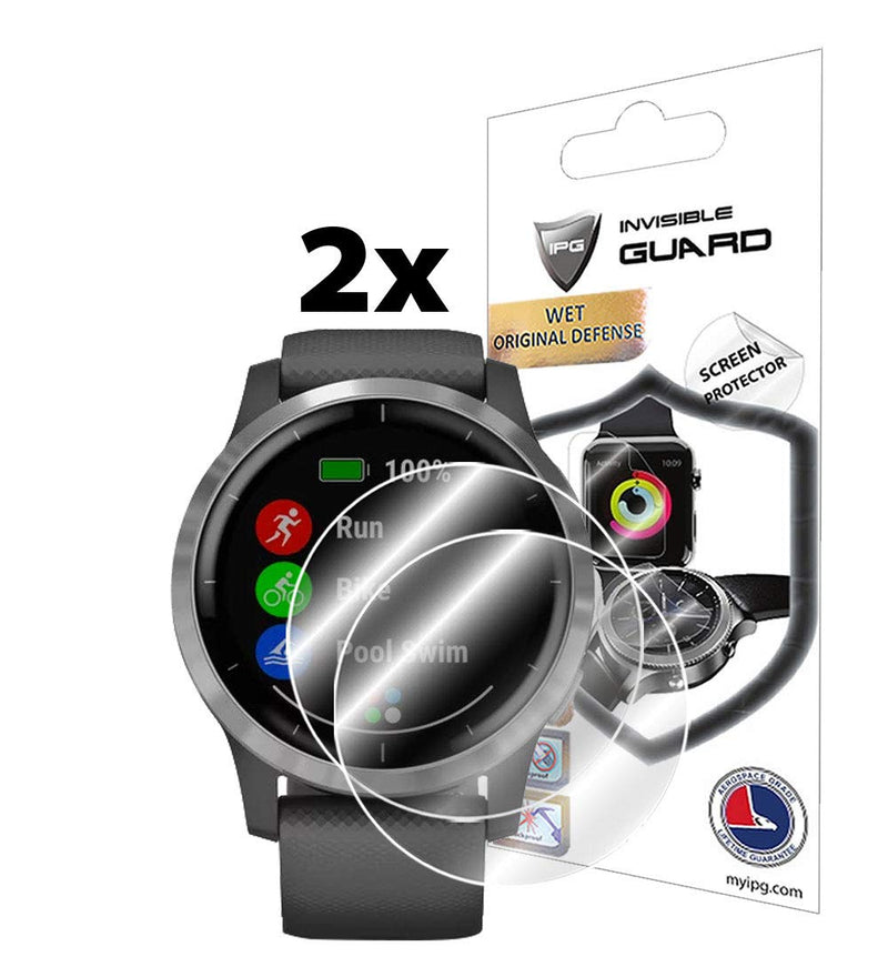 [Australia - AusPower] - IPG for Garmin vívoactive 4 Smartwatch Screen Protector (2 Units) Invisible Ultra HD Clear Film Anti Scratch Skin Guard - Smooth/Self-Healing/Bubble -Free 