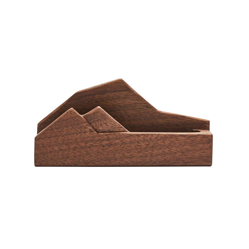 [Australia - AusPower] - Pandapark Bussiness Card Holder for Desk,Cloud Formation,Wood Business Card Display Holder,UniBody,1PCS,L4.6'' X W1.1'' X H2.0'' (Walnut Mountain) Walnut Mountain 