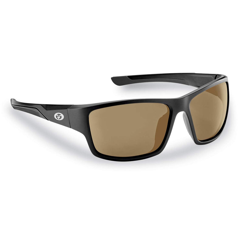 [Australia - AusPower] - Flying Fisherman Sand Bank Polarized Sunglasses with AcuTint UV Blocker for Fishing and Outdoor Sports Matte Black Frames/Amber Lenses 