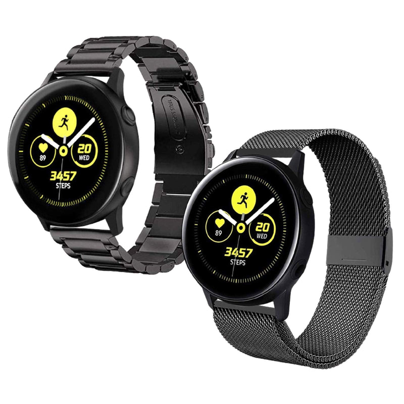 [Australia - AusPower] - Acestar Compatible Samsung Galaxy Watch Active 2 Bands 40mm/44mm , 20mm Stainless Steel Metal Band+ Mesh Strap Bracelet Replacement for Samsung Galaxy Watch Active 2 Black 