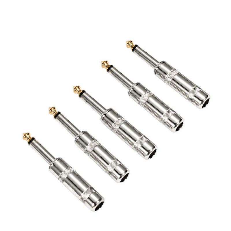 [Australia - AusPower] - Audio 1/4" TS Plug, 6.35mm Heavy Duty TS Mono Male Solder Jack Connector for Speaker/Guitar/Microphone Cables -5 Pack 6.35mm TS Plug 5PACK 
