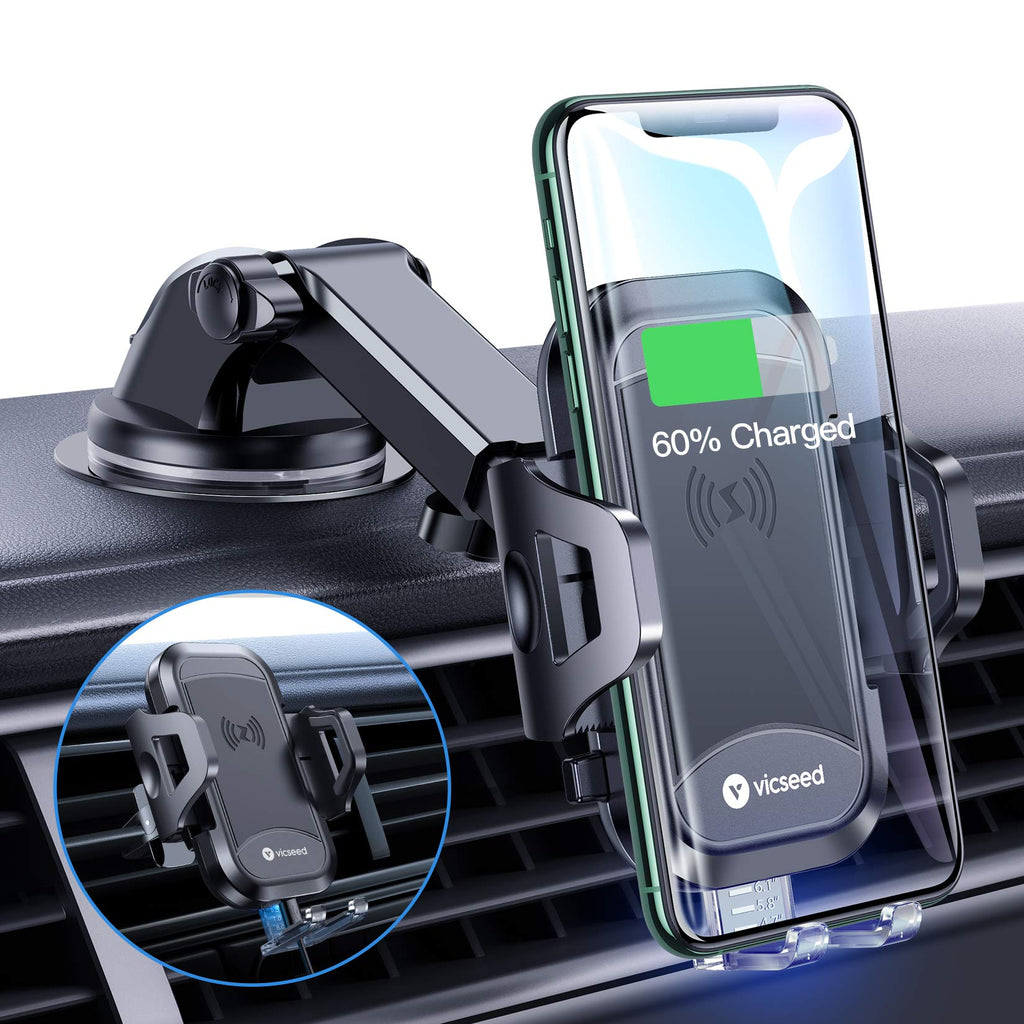 [Australia - AusPower] - VICSEED Universal Wireless Car Charger Mount Qi Fast Charging 10W 7.5W Dashboard Windshield Air Vent Phone Holder for Car Mount Fit for iPhone 12 SE 11 Pro Max XS XR Samsung S20 Note10 Note9 S10 S9 LG 