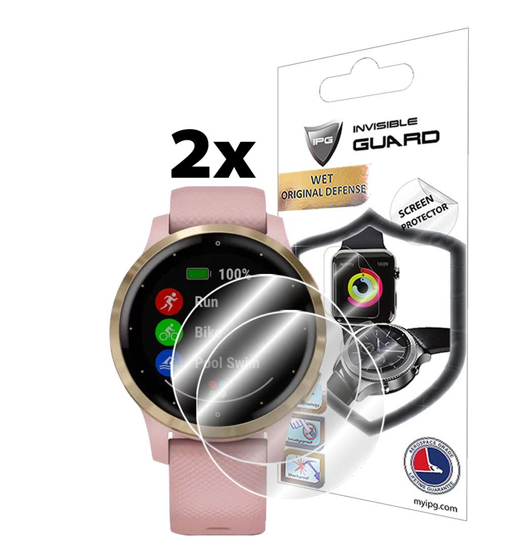 [Australia - AusPower] - IPG for Garmin vívoactive 4S Smartwatch Screen Protector (2 Units) Invisible Ultra HD Clear Film Anti Scratch Skin Guard - Smooth/Self-Healing/Bubble -Free 