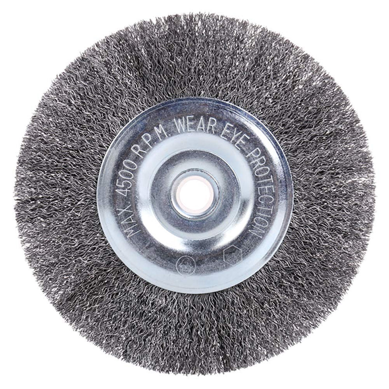 [Australia - AusPower] - EMILYPRO 6" Bench Wire Wheel Brush | Coarse Crimped Steel Wire 0.012" with 1/2" and 5/8" Arbor for Bench Grinder - 1pcs 6in 1pcs 