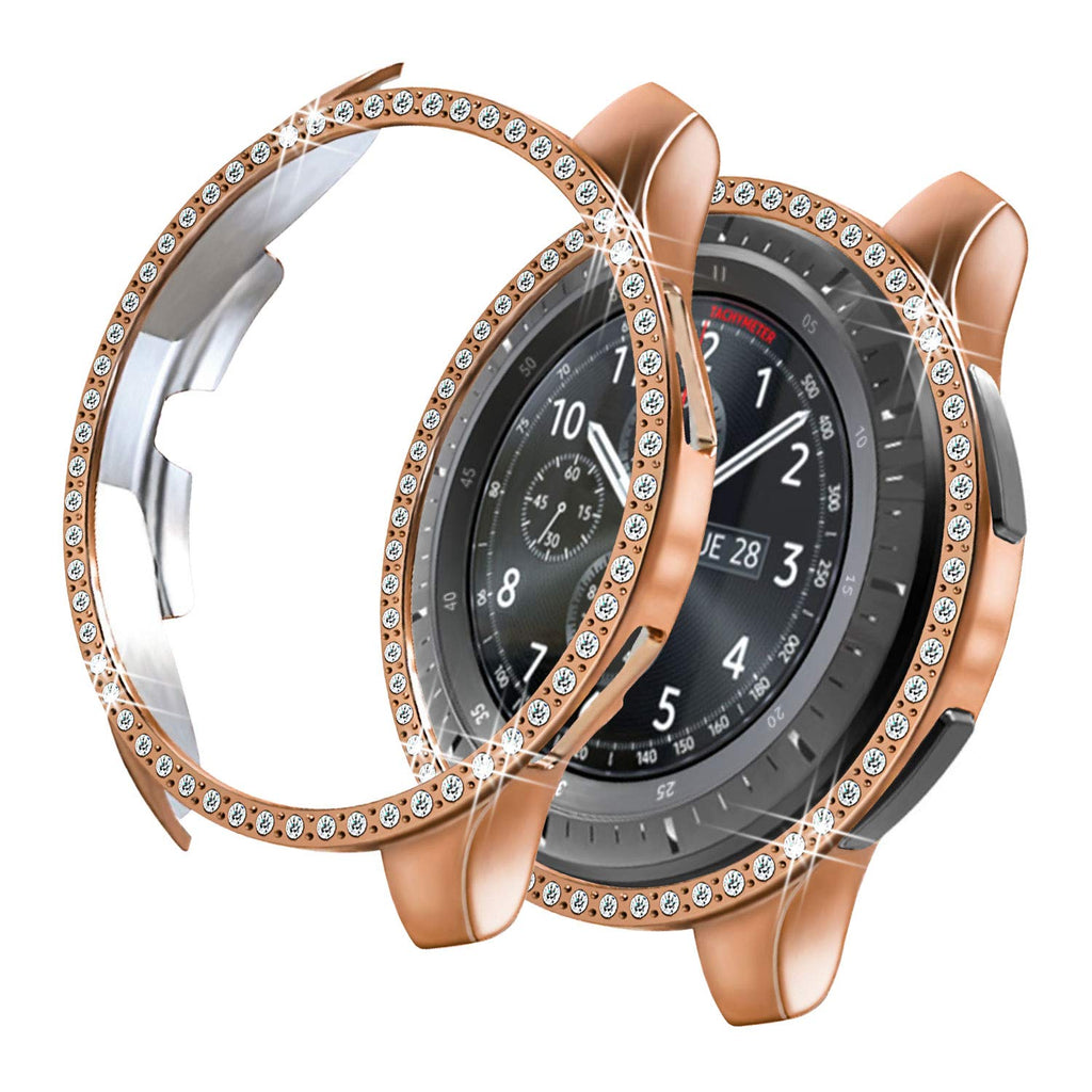 [Australia - AusPower] - Yolovie Case Compatible with Samsung Galaxy Watch 42mm (SM-810 ) 2018 , Bling Crystal Rhinestone Bumper Shell Plated PC Protective Face Cover Shiny Diamond Cases Women Girl (42mm Rose Gold) For Galaxy Watch 42mm 