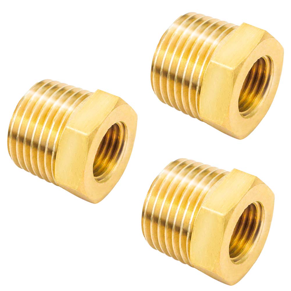 [Australia - AusPower] - Joywayus Reducer Hex Bushing Brass Reducing Cast Pipe Fitting 3/8" NPT Male x 1/4" NPT Female Adapter(Pack of 3) 