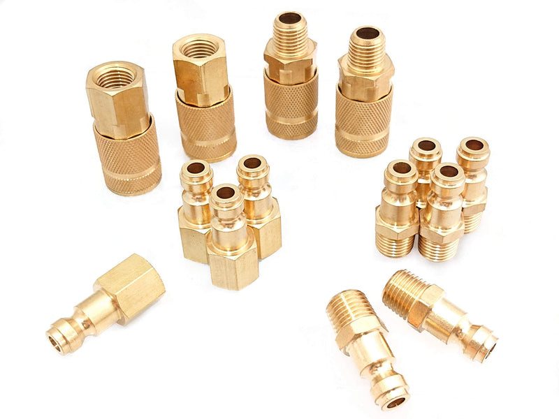 [Australia - AusPower] - T TANYA HARDWARE Coupler and Plug Kit (14 Piece), Automotive Type C, 1/4 in. NPT, Solid Brass Quick Connect Air Fittings Set 14 Piece 