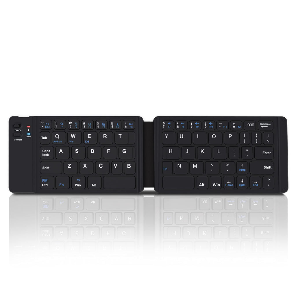 [Australia - AusPower] - Mini Bluetooth Keyboard Acoucou Wireless Foldable Keyboard, Rechargeable Bluetooth Keyboard Portable Pocket Size Keyboard, Compatible with MAC/iOS, Windows, Android Smartphones, Tablets, Laptops etc. Black 