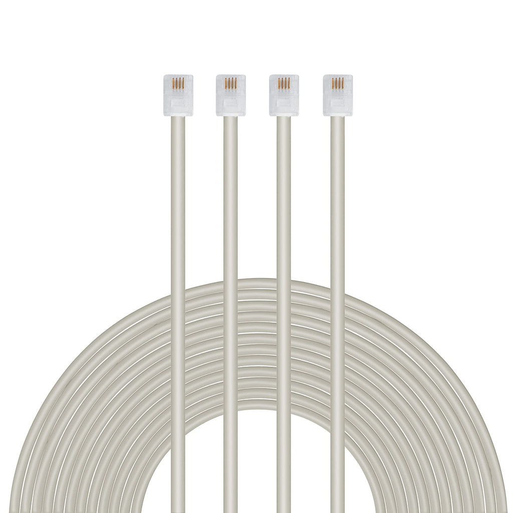 [Australia - AusPower] - Uvital 25 Feet Telephone Landline Extension Cord Cable Line Wire with Standard RJ-11 6P4C Plugs(Grey 7.7M,2Pack) 25ft Grey(2 Pack) 