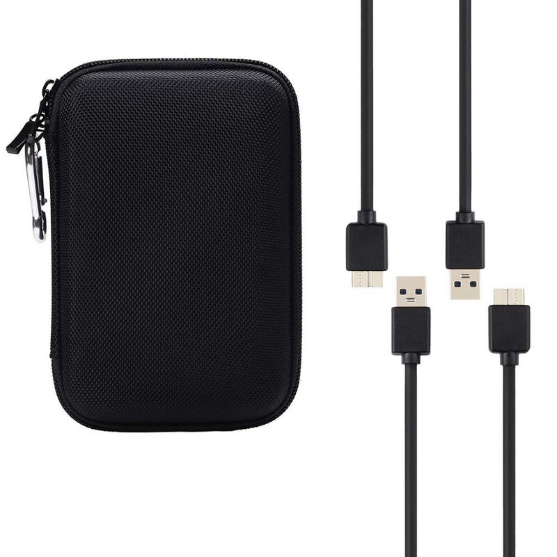 [Australia - AusPower] - Portable Hard Drive Case with 2 USB 3.0 Charger Cable, SourceTon External Hard Drive Portable Carrying Case and A-Male to Micro-B Charger Cable- 3 Feet 