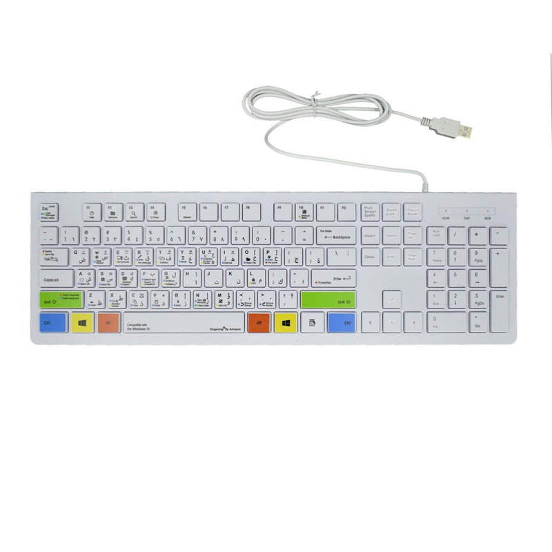 [Australia - AusPower] - Dogxiong for Arabic Language + Window Office Word Shortcut Function tip USB Keyboard (Work for Mac OSX, Surface Pro Studio DELL ACER Lenovo Window 10 Desktop Notebook iMac MacBook Cover) 