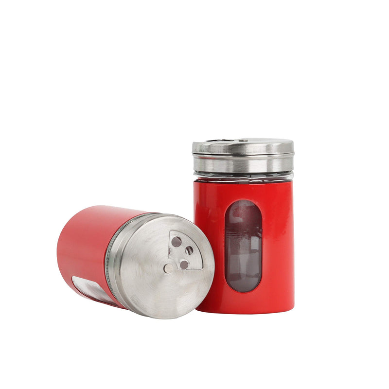 [Australia - AusPower] - Red Salt Pepper Shakers Retro Spice Jars Glass - Set of 2 Red 