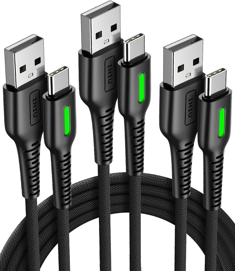 [Australia - AusPower] - USB C Cable, INIU [3 Pack 3.1A] QC 3.0 Fast Charging USB Type C Cable, Nylon Braided (1.6+3.3+10ft) Phone Charger USB-C Data Cord for Samsung Galaxy S21 S20 S10 S9 Plus Note 10 LG Google Pixel Etc. 
