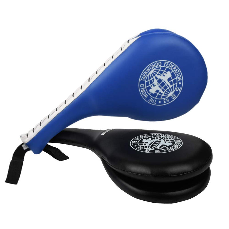 [Australia - AusPower] - Taekwondo Kick Pads 2PK, Karate Martial Arts Training Equipment Kicking Target Pad, Double Strike Boxing Pads for Kids Youth Adult Black&Blue 