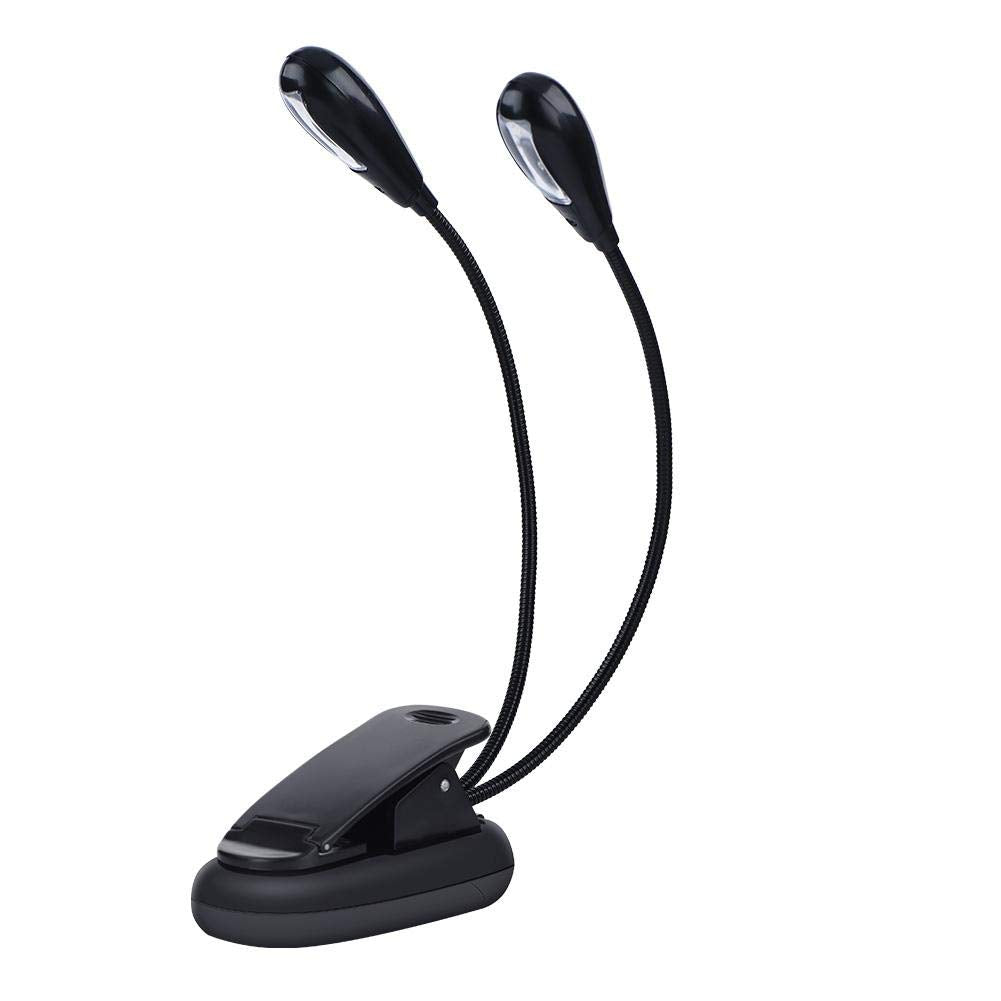 [Australia - AusPower] - Clip on Reading Light, Mini Double Adjustable Arms Light Clip On Music Stand Book Reading LED Lamp Rechargeable Flexible Eye-Care LED Book Light Perfect Replacement for Bookworms(8 Lights) 8 lights 