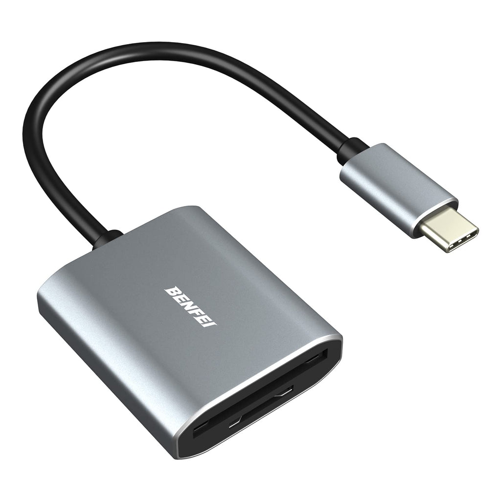 [Australia - AusPower] - SD Card Reader, BENFEI 2in1 USB C to Micro SD Memory Card Reader Adapter [Aluminum Shell, High Speed] Thunderbolt 3 Compatible with Galaxy S20, MacBook Pro/MacBook Air/iPad Pro 2020, Surface Book 2 