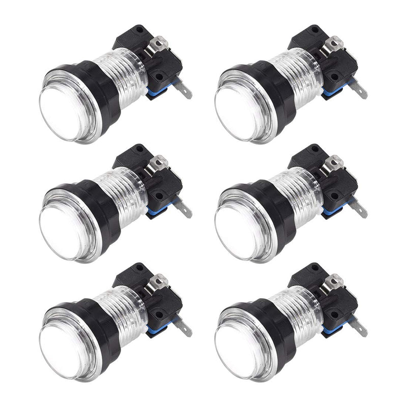 [Australia - AusPower] - uxcell Game Push Button 33.5mm Round 12V LED Illuminated Push Button Switch with Micro Switch for Arcade Video Games White 6pcs 