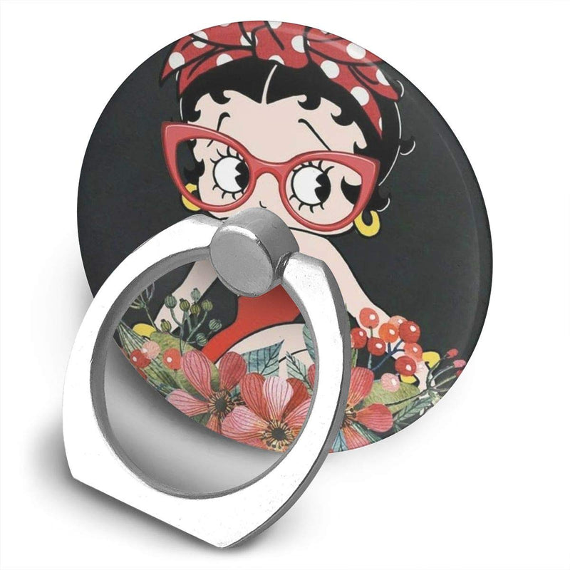 [Australia - AusPower] - Phone Ring Holder Universal Cell Phone Ring Grip Stand with Car Mount Holder 360 Degree Rotation Finger Ring Kickstand Compatible with iPhone,Samsung-Betty Boop with Red Glasses Flower 