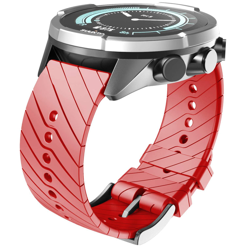 [Australia - AusPower] - NotoCity for Suunto 9 Band, Soft Silicone Replacement Strap Wristband for Suunto 9 GPS Smartwatch red 