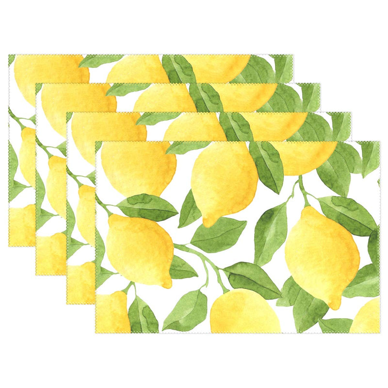 [Australia - AusPower] - ZOEO Lemon Placemats Set of 6 Yellow Lime Tree Dining Table Mats Non Slip Vinyl Placemat Kitchen Heat Resistant Washable A001 