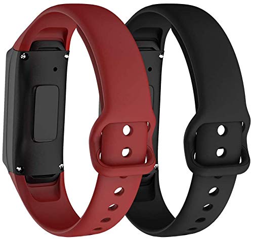 [Australia - AusPower] - NotoCity for Galaxy Fit Band, Soft Silicone Strap Sport Replacement Band for Galaxy Fit SM-R370 Fitness Smartwatch, not Compatible with Galaxy Fit E (Black, red) 