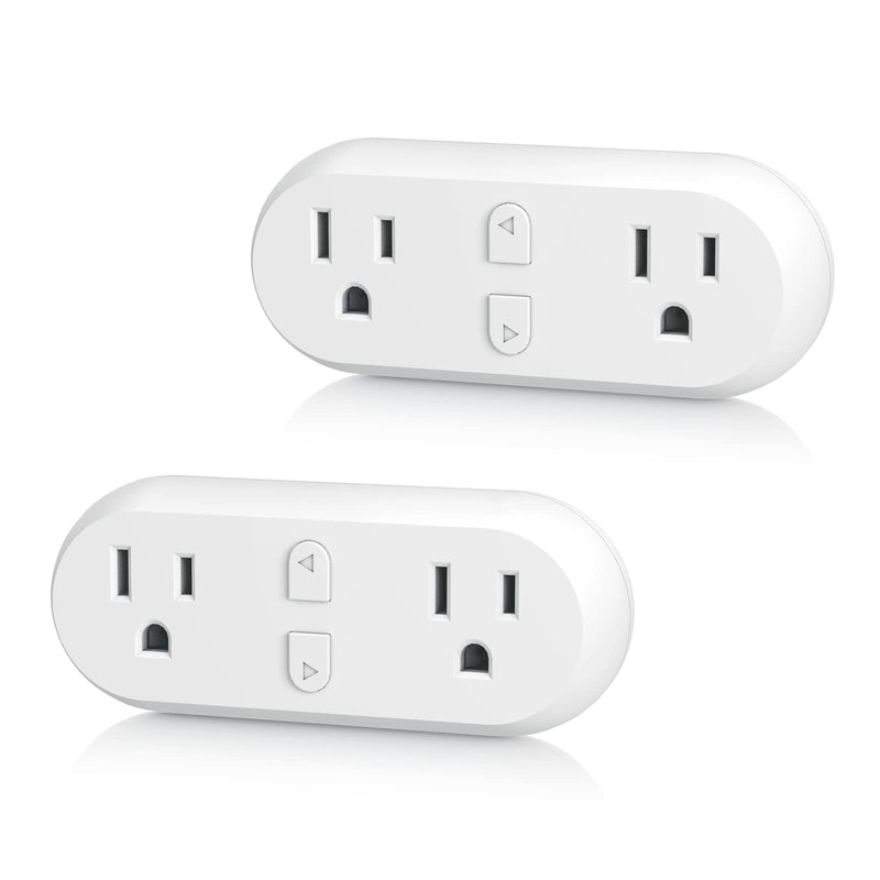 [Australia - AusPower] - HBN Smart Plug 15A, WiFi&Bluetooth Outlet Extender Dual Socket Plugs Works with Alexa, Google Home Assistant, Remote Control with Timer Function, No Hub Required, ETL Certified, 2.4G WiFi Only, 2-Pack 2 Pack 