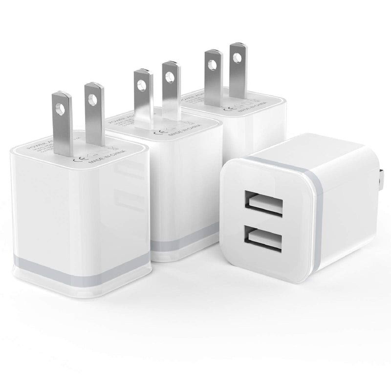 [Australia - AusPower] - USB Wall Charger, LUOATIP 4-Pack 2.1A/5V Dual Port USB Power Adapter Charger Plug Charging Block Cube Replacement for iPhone Xs Max/Xs/XR/X, 8/7/6 Plus, Samsung, LG, HTC, Moto, Android Phones 