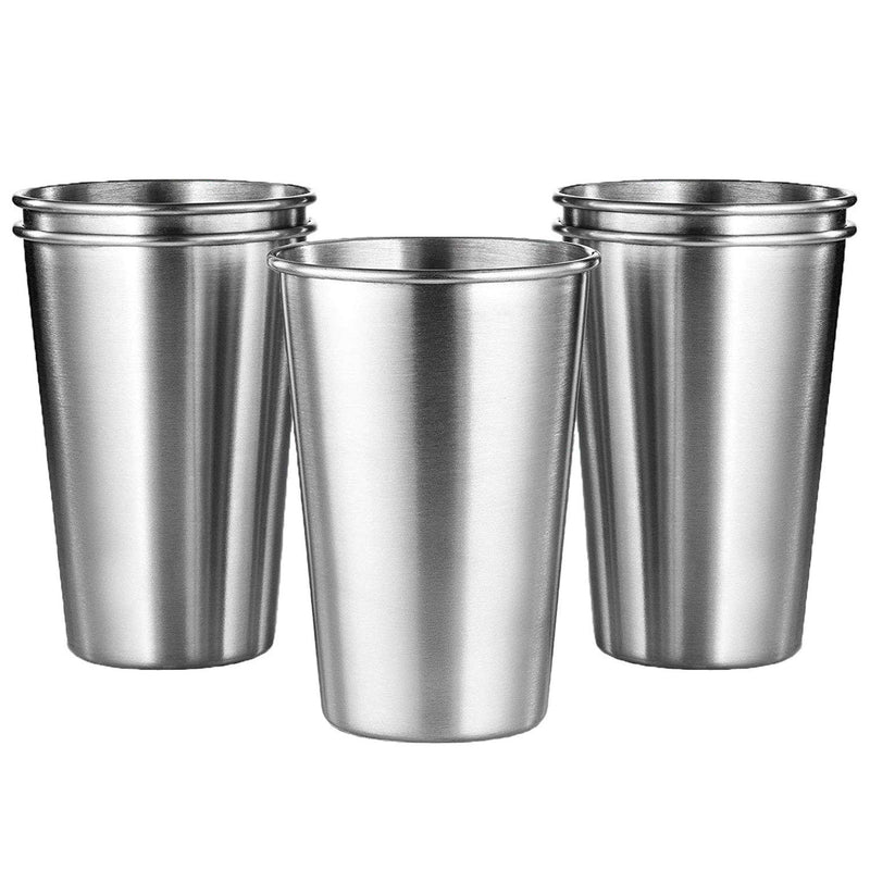 [Australia - AusPower] - KISEER 5 Pack 16 Ounce Stainless Steel Pint Cups Shatterproof Cup Tumblers Unbreakable Metal Drinking Glasses for Bar, Home, Restaurant 