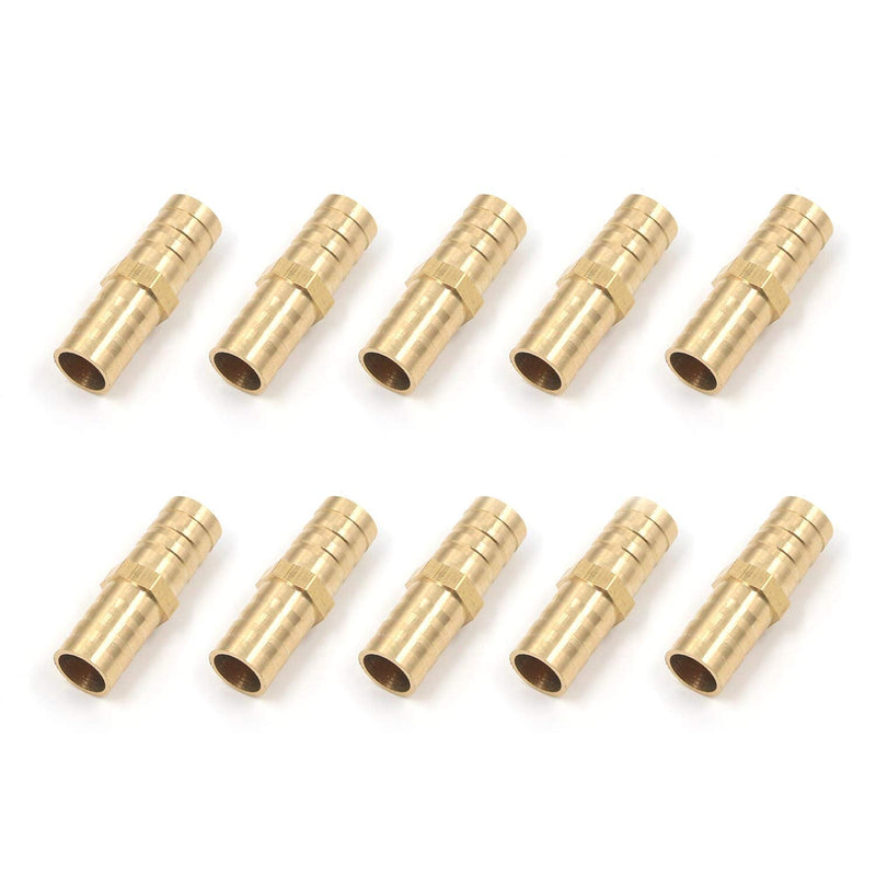 [Australia - AusPower] - Antrader 10-Pack Straight Coupling Brass Hose Fitting, Barb PEX Pipe Fittings, 1/2" x 1/2" Barb 