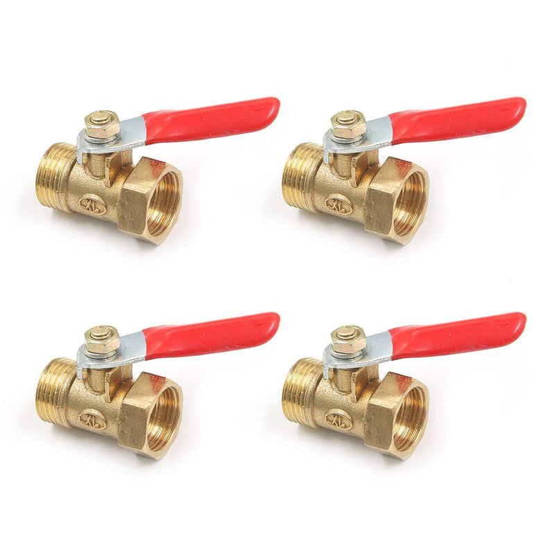 [Australia - AusPower] - Antrader 4-Pack Forged Brass Gas Ball Valve Mini Shut Off Switch, 180 Degree Operation Handle, NPT Female Male, 3/8", Rated to 600 WOG 150 WSP 
