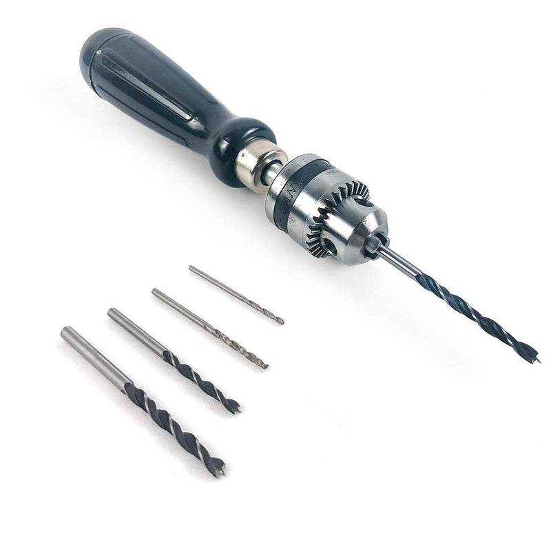 [Australia - AusPower] - QWORK Pin Vise Hand Drill Bits, Micro Mini Twist Drill Bits Set, Ideal for Woodworking Precision DIY Model Jewelry Walnut Amber Beads Plastic with Chuck Key & Twist Drill Bits 0.6-6mm 