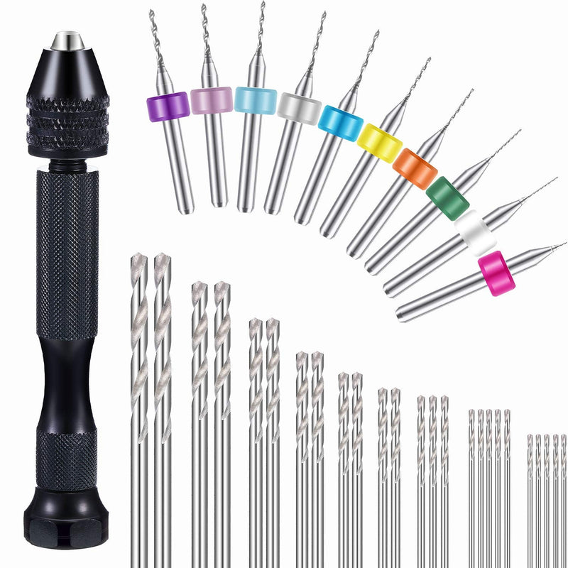 [Australia - AusPower] - 36 Pieces Vise Hand Drill for Jewelry Making Set, Include Pin Vise Hand Drill, Mini Micro Drill and Twist Drills for Resin Casting Molds Diamond Tipped Bead Plastic Wood Keychain Pendant 