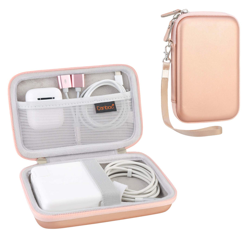 [Australia - AusPower] - Canboc Carrying Case Compatible with MacBook Air Pro Charger MagSafe/MagSafe 2 Power Adapter, iPhone 13/13 Pro MagSafe Charger, USB C Hub, Type C Hub, USB Multiport Adapter, Hard EVA Bag, Rose Gold A-Rose Gold 