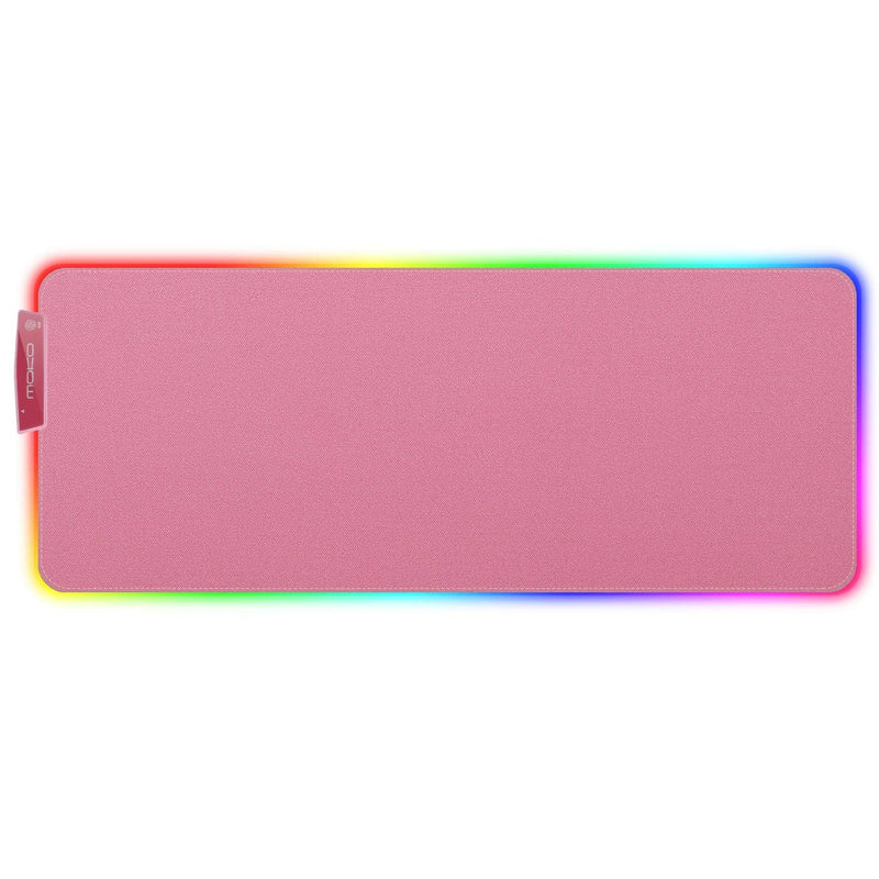 [Australia - AusPower] - MoKo RGB Gaming Mouse Pad, Large Extended Glowing Led Mousepad with 15 Lighting Modes and USB 2.0 Port, Non-Slip Rubber Base Computer Keyboard Pad Mat for Gamer, 32.09 x 12 x 0.16 Inch - Cherry Pink 