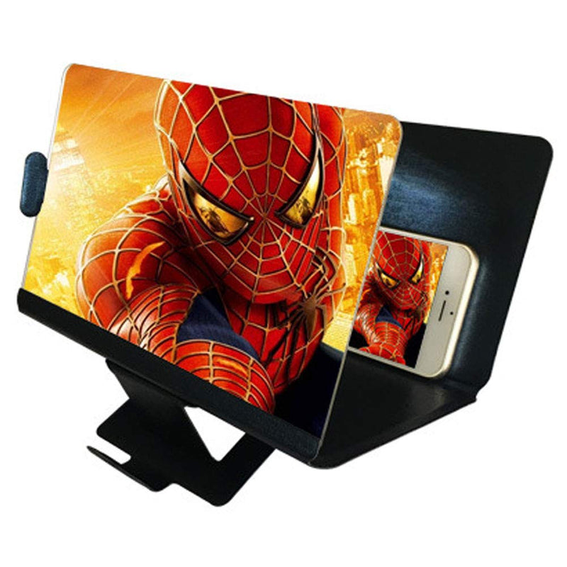 [Australia - AusPower] - DRIDOUAM Mobile Phone Screen Magnifier 8" HD Screen Enlarger Movies Amplifier Foldable Holder Stand for All Smartphones, PU Leather, Black 