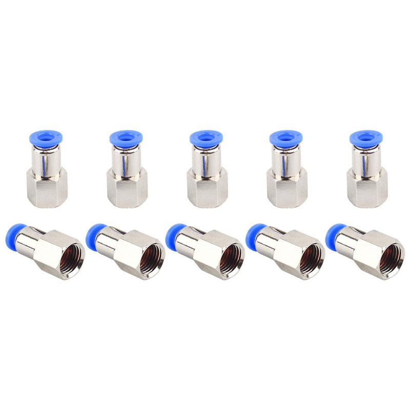 [Australia - AusPower] - SNS SPCF1/4-N02 1/4"Tube OD x 1/4 NPT Female Straight Nickel Plated Brass Push to Connect Pneumatic Tube Fittings(10 PCS) SPCF 