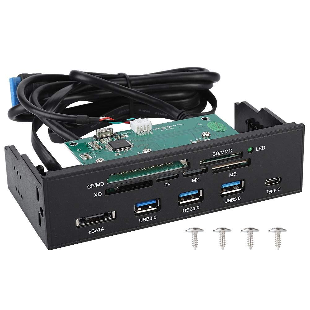 [Australia - AusPower] - ASHATA Front Panel Hub 11 Port PC Front Panel with USB 3.0 Ports USB 3.1 eSATA Port and 6 Card Slots Built in Card Reader Support M2 MSO Memory MS XD 64G CF Card Fits Any 5.25” Computer Case Front Bay USB 11 Ports Panel 