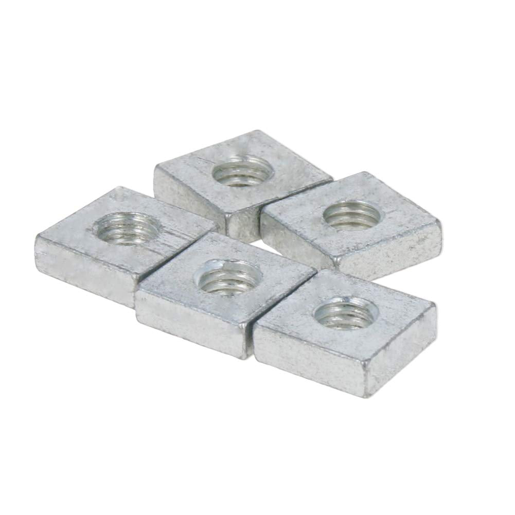 [Australia - AusPower] - MroMax Square Nuts, M6x12mmx4mm White Zinc Plated Metric Coarse Thread Assortment Kit Silver Tone 5Pcs 