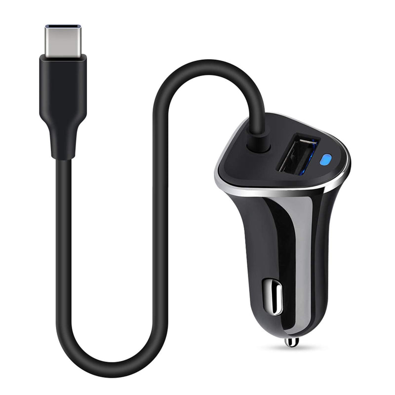 [Australia - AusPower] - USB Type C Car Charger, Quick Charge 3.4A USB Car Adapter with 3ft Type C Charging Cable Compatible for Samsung Galaxy S21 S20 A10e A20 A50 A51 A52 A70 S10 S9 S8 Plus, Note 20/10, LG G8 G7 V40 V35 V60 