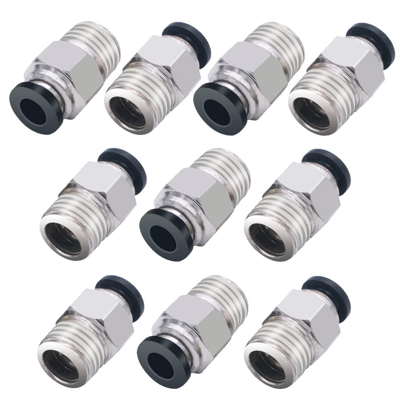 [Australia - AusPower] - mxuteuk 10pcs Straight Push Connectors Pneumatic Fittings Push to Connect Tube Fitting 1/4" PT Male Thread 6mm PC6-02 6mm OD x 1/4"PT 