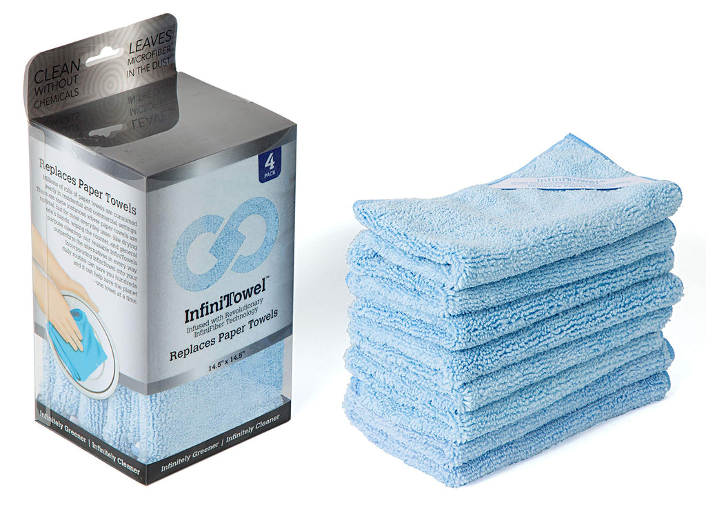 [Australia - AusPower] - InfiniTowel Revolutionary Eco Fiber Towel That Replaces Paper Rolls for Everyday Use, 4 Pack, Blue, 4 Count 