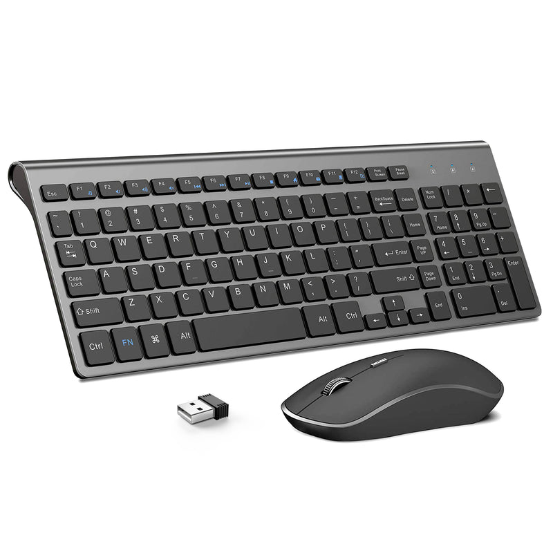 [Australia - AusPower] - Wireless Keyboard and Mouse,J JOYACCESS 2.4G Ergonomic and Slim Wireless Keyboard Mouse Combo Designed for Computer,Windows, PC, Laptop,Tablet - Black Grey 
