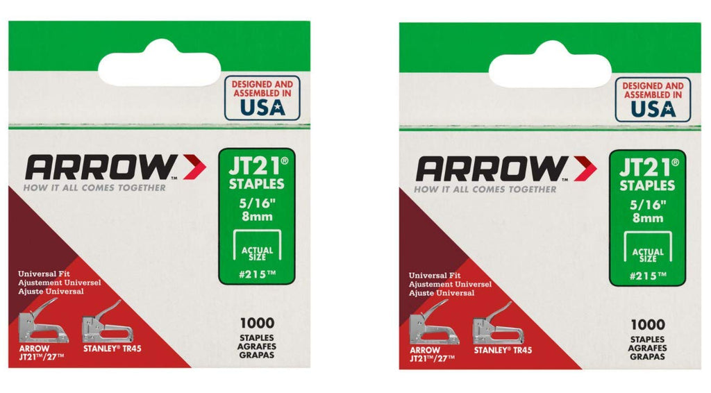 [Australia - AusPower] - Arrow Fastener 215 Genuine JT21/T27 5/16-Inch Staples, 1,000-Pack - 2 Pack 