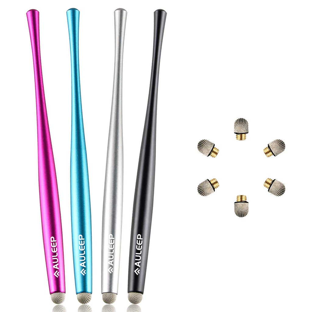 [Australia - AusPower] - AULEEP Capacitive Stylus Pens for Touch Screen with 4 Pack 6 Nanofiber Tips Compatible for Phones, Tablets, iPads, Kindles (Silver Balck Rose Blue) silver balck rose blue 