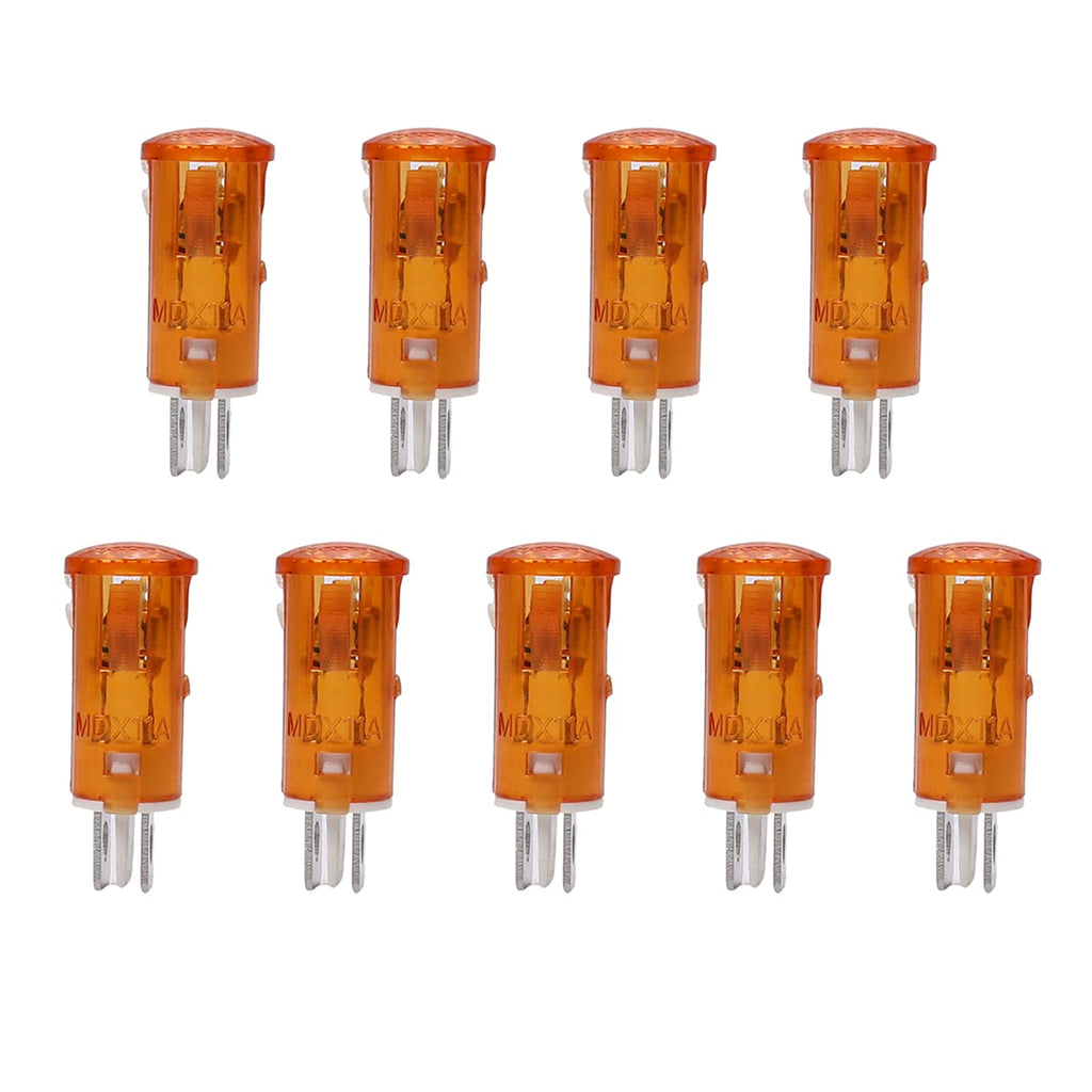 [Australia - AusPower] - Othmro 220V 10 mm, Orange Light Plastic LED Indicator Signal Lamp, Panel Mount pin Based Led Light MDX-11A 30mm Length 10PCS Orange 220v 10pcs 