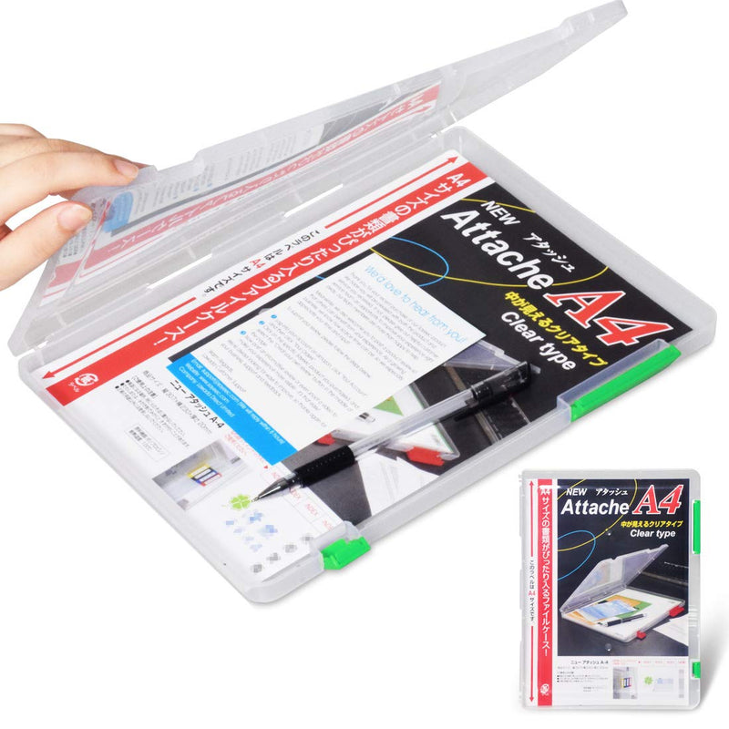 [Australia - AusPower] - Lemical Portable A4 Magazine File Box Document Paper Organizer With Buckle Closure Transparent Plastic File Container School Office Supplies Clear Desk File Holder green 